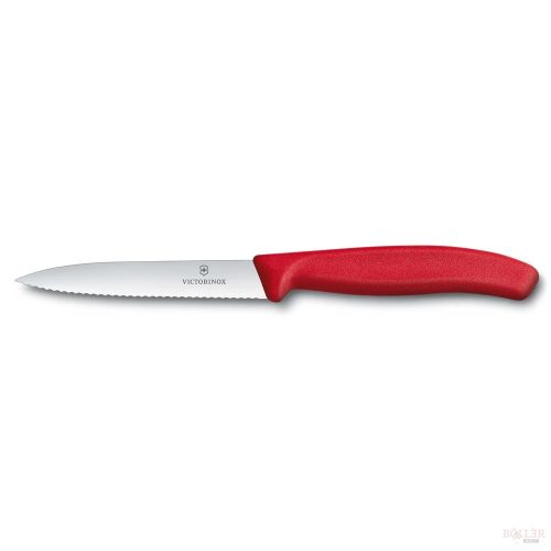 VICTORINOX Swiss Classic hámozókés, recézett pengével (10 cm) piros